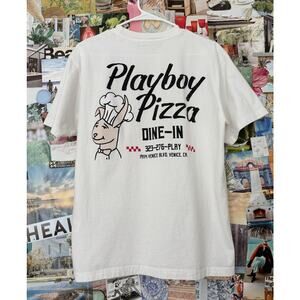 White Men's Pacsun Playboy Pizza Graphic T-Shirt S